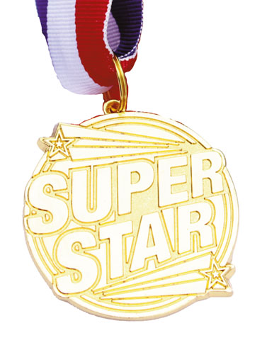 Super Star Gold medal with neck ribbon