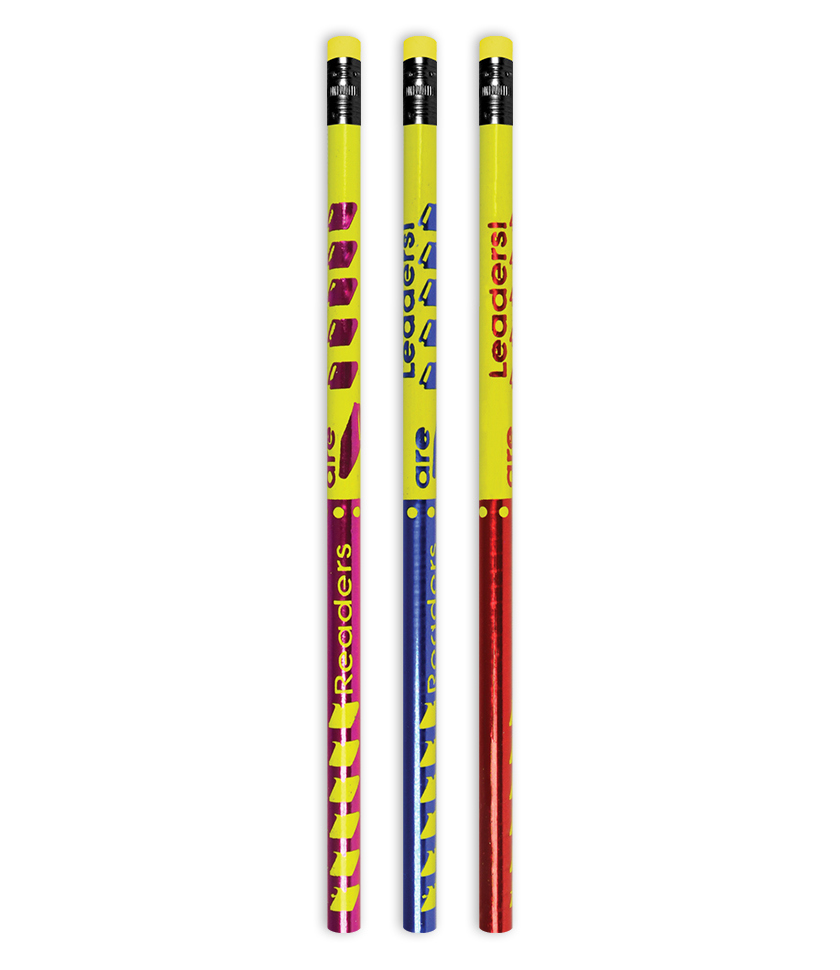 Metallic 'Readers are leaders' pencil