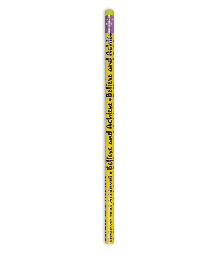 Metallic 'Believe and achieve' pencil