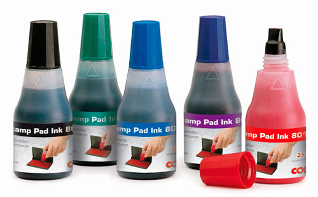 Black stamper ink bottle
