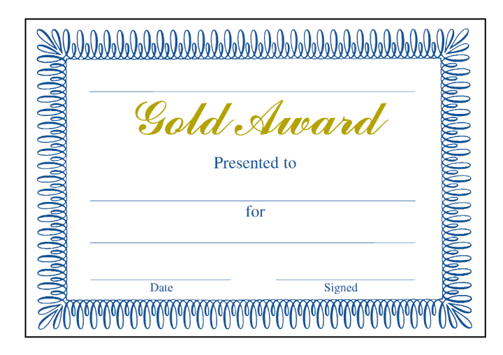 Gold Award classic certificate