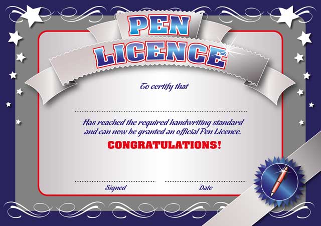 Pen Licence certificate
