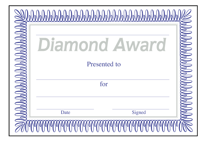 Diamond Award' classic certificate