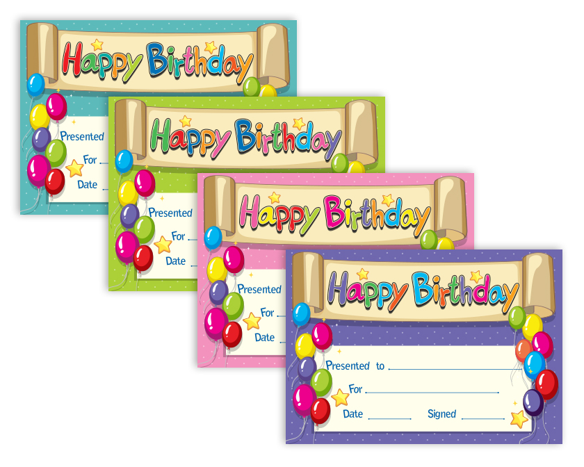 Happy Birthday certificates