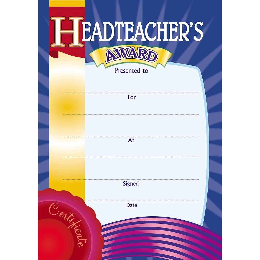 Headteachers Award certificate