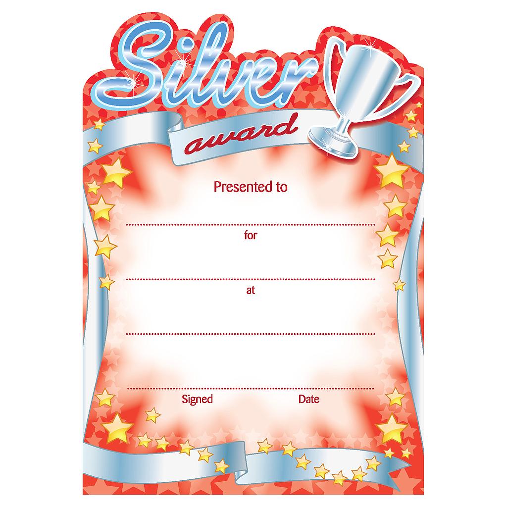 Silver Award' shaped certificate