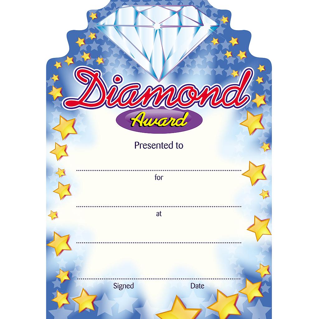 Diamond Award' shaped certificate