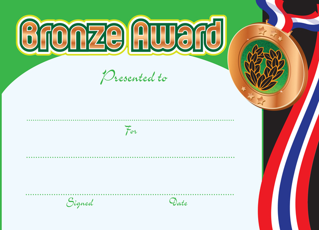 Bronze Award' Olympic certificate