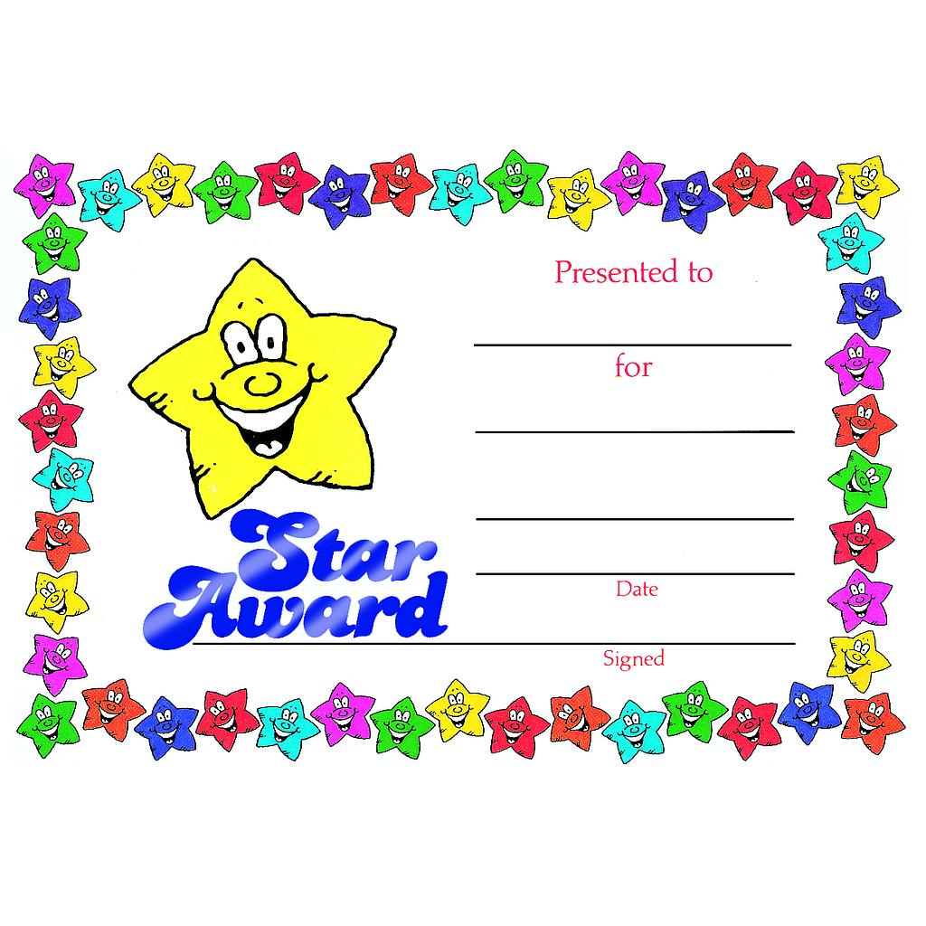 Star Award' certificate