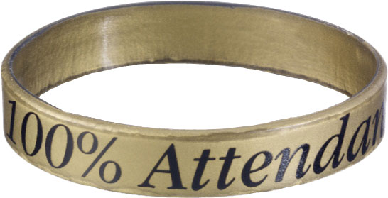 100% Attendance silicone wristbands