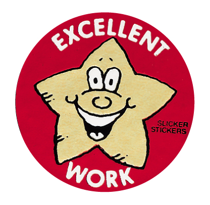 Metallic 'Excellent work' sticker