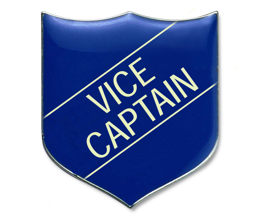 VICE CAPTAIN classic shield badge (pack of 5) - Blue