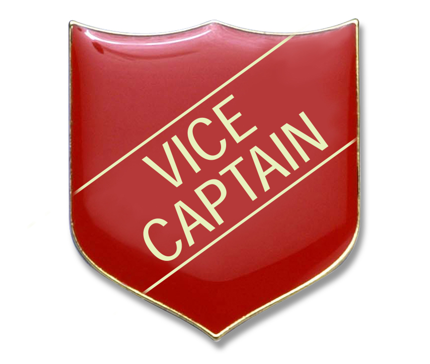 VICE CAPTAIN classic shield badge (pack of 5) - Red