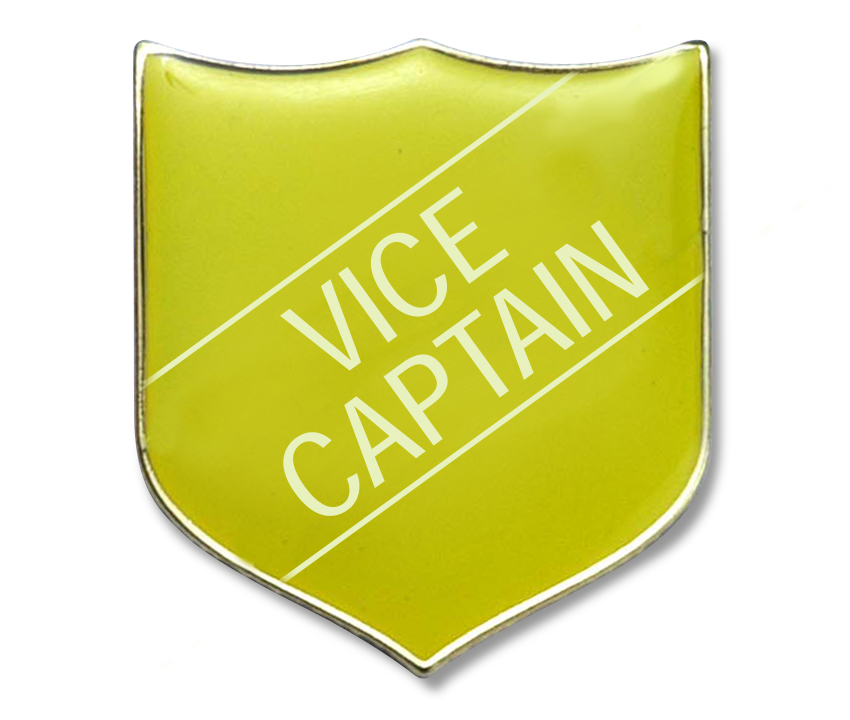 VICE CAPTAIN classic shield badge (pack of 5) - Yellow