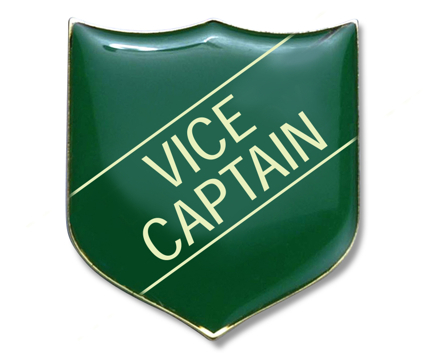 VICE CAPTAIN classic shield badge (pack of 5) - Green