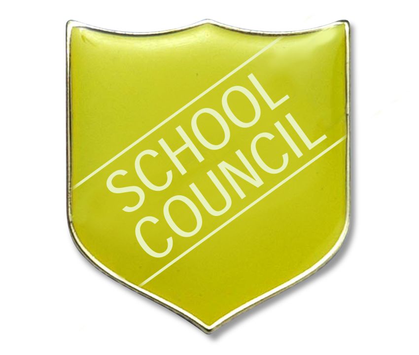 SCHOOL COUNCIL classic shield badge (Pack of 5) - Yellow