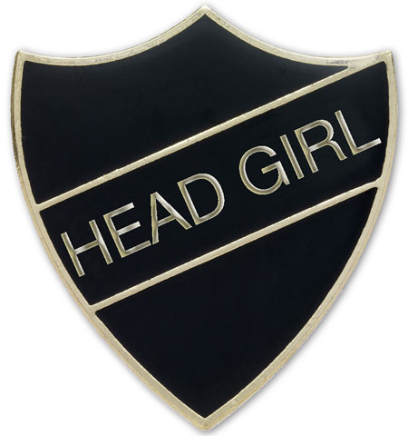 HEAD GIRL black and gold badge (pack of 5)