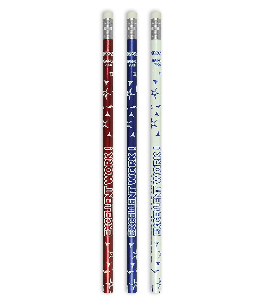 Metallic 'Excellent work' pencil