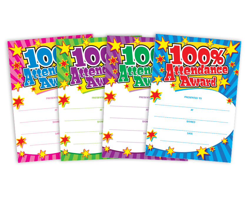 100% Attendance Award Certificates