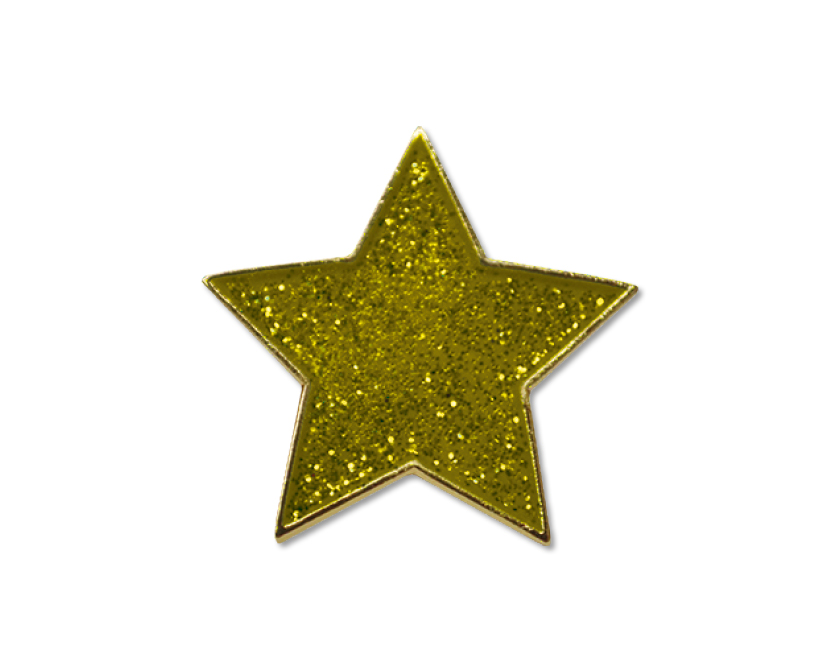GLITTER STAR enael badge (pack of 5) - Gold