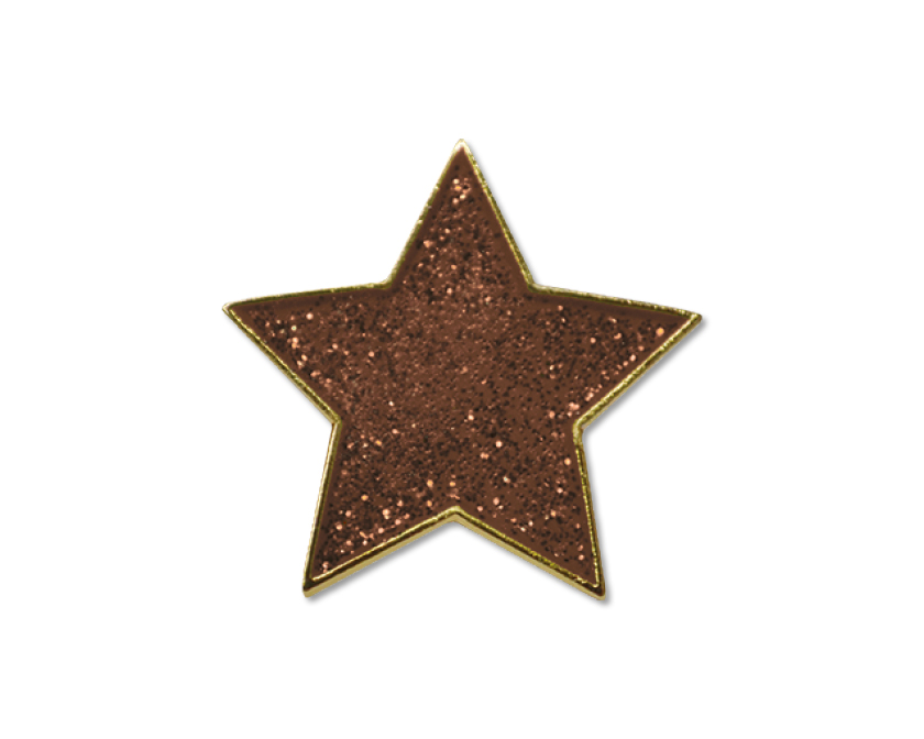 GLITTER STAR enael badge (pack of 5) - Bronze