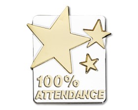100% ATTENDANCE badge - white (pack of 5)