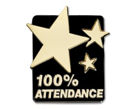 100% ATTENDANCE badge -black (pack of 5)
