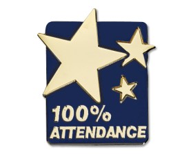 100% ATTENDANCE enamel badge (pack of 5) - Midnight blue
