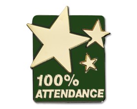 100% ATTENDANCE enamel badge (pack of 5) - Racing green