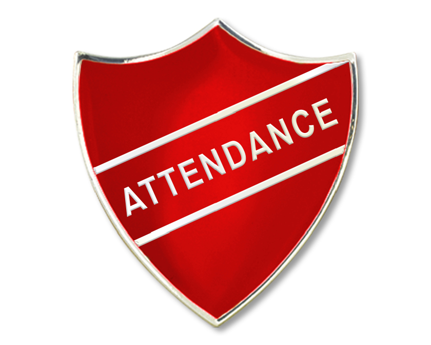 ATTENDANCE badge in red (pack of 5)
