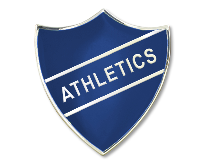 ATHLETICS badge in blue (pack of 5)