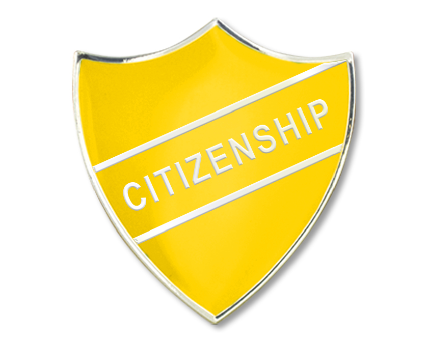 CITIZENSHIP shield badge (pack of 5) - Yellow