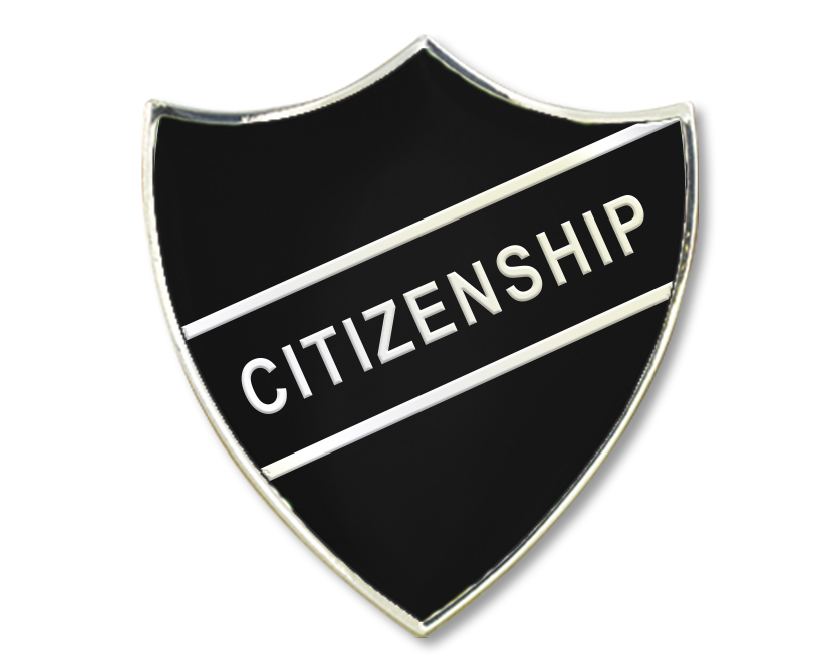 CITIZENSHIP shield badge (pack of 5) - Black