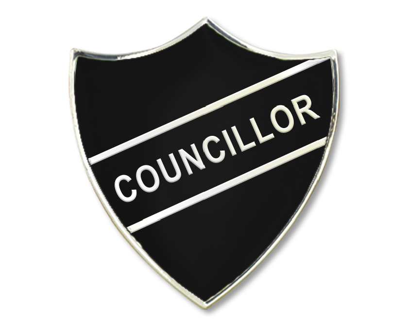 COUNCILLOR badge in black (pack of 5)