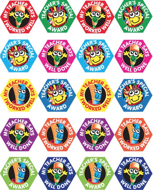 Hexagonal sticker classpack 'Teacher's special award' etc