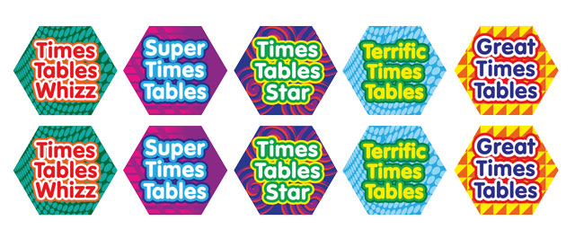 Hexagonal sticker classpack 'Times Tables'