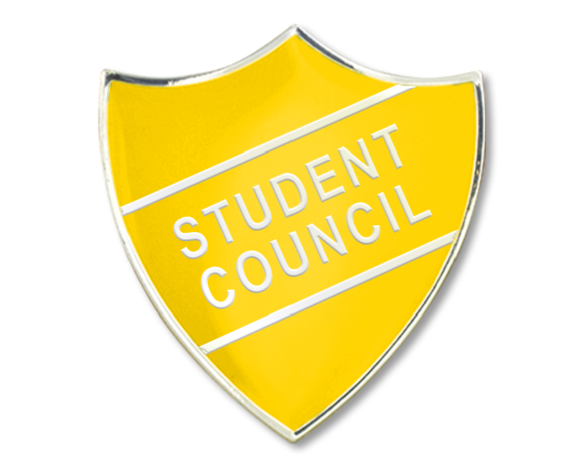STUDENT COUNCIL shield badge (pack of 5) - Yellow