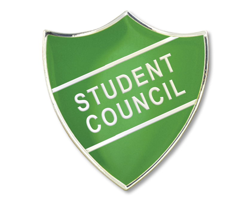 STUDENT COUNCIL shield badge (pack of 5) - Green