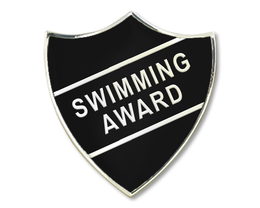 SWIMMING AWARD badge in black (pack of 5)