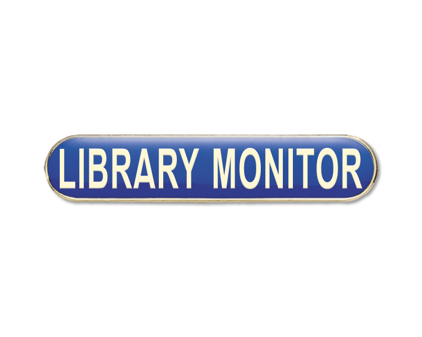 LIBRARY MONITOR bar badge (pack of 5) - Blue