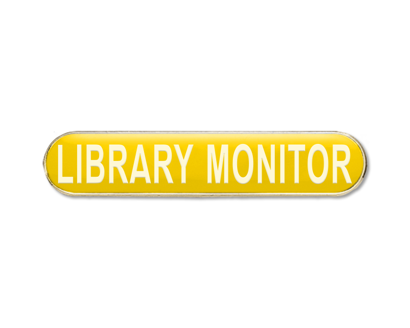 LIBRARY MONITOR bar badge (pack of 5) - Yellow