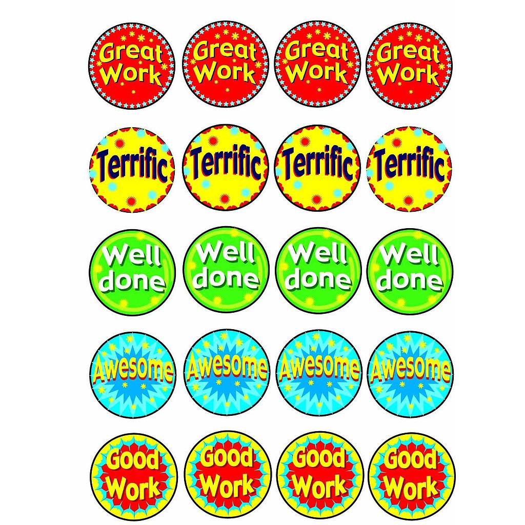 Classpack 8 sticker 'Good work' etc.