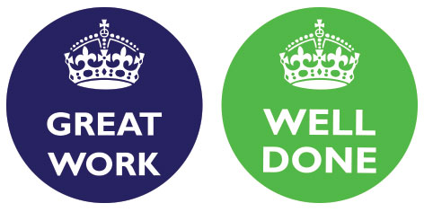 Great Work/Well Done stickers - 19mm