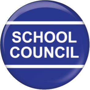 School Council blue button badge