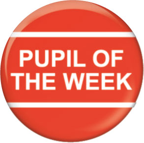 Pupil of the Week red button badge