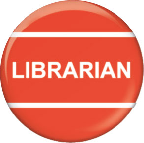 Librarian red button badge