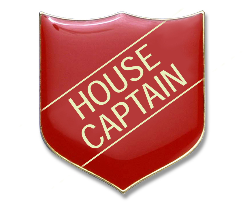 HOUSE CAPTAIN classic shield badge (pack of 5) - Red
