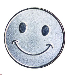 Silver Smiling face badge (pack of 5)
